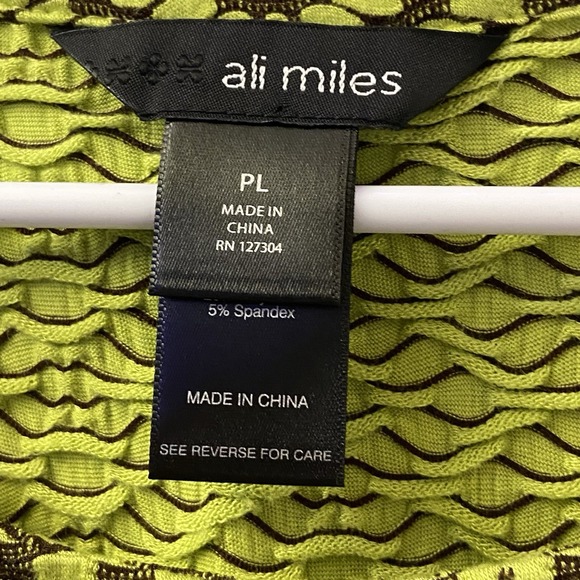 Ali Miles Women Size PL Green Brown Tunic Short Sleeves Pullover Chartreuse - Picture 9 of 9